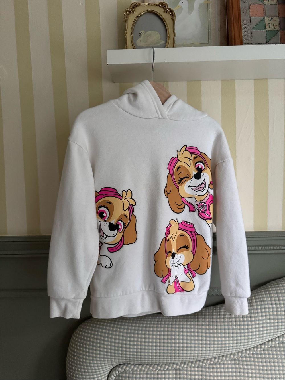 Paw Patrol Skye White Hoodie with Pink Trim